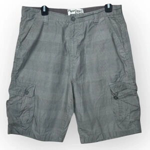 Paper Denim & Cloth Men's Plaid Cargo Shorts Gray Size 34 Casual Relaxed Fit